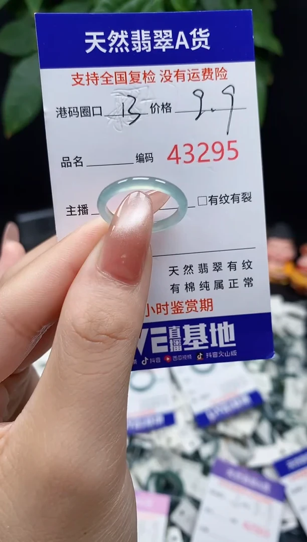 翡翠戒指未镶嵌 天然翡翠戒圈3295