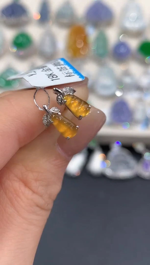 18K金镶嵌翡翠耳饰a32多样性一件发货