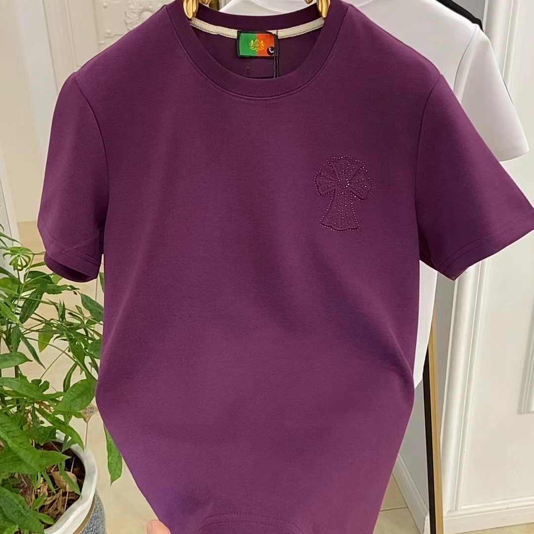 2025秋季新款时尚男士印花短袖潮痞帅重工艺烫钻百搭同款T恤7778