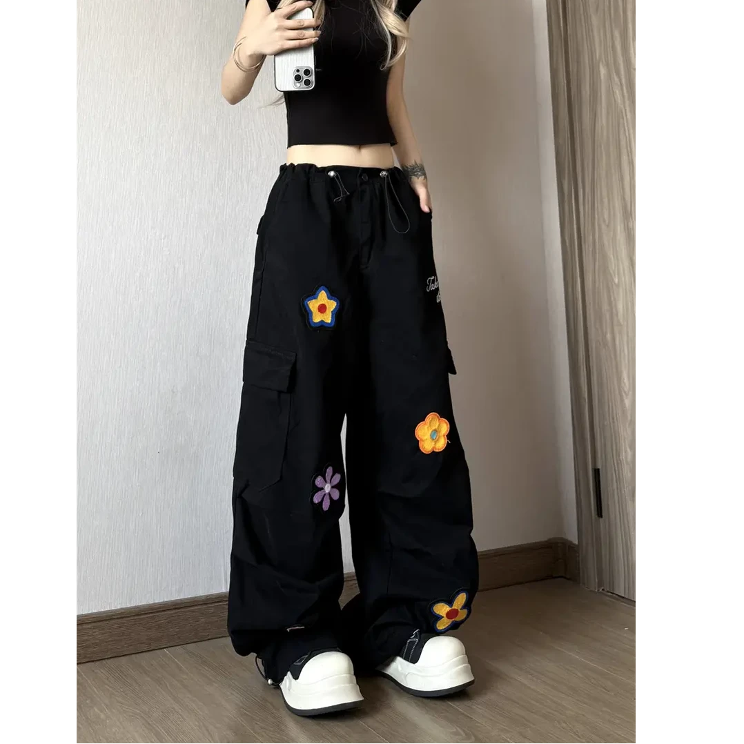 保暖美式嘻哈复古休闲牛仔工装裤秋冬季高街宽松2025新款潮牌女装