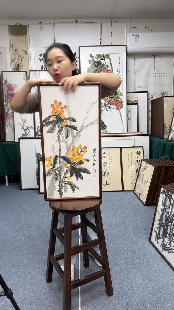 国画尺寸35*68实木画框京东包邮手绘