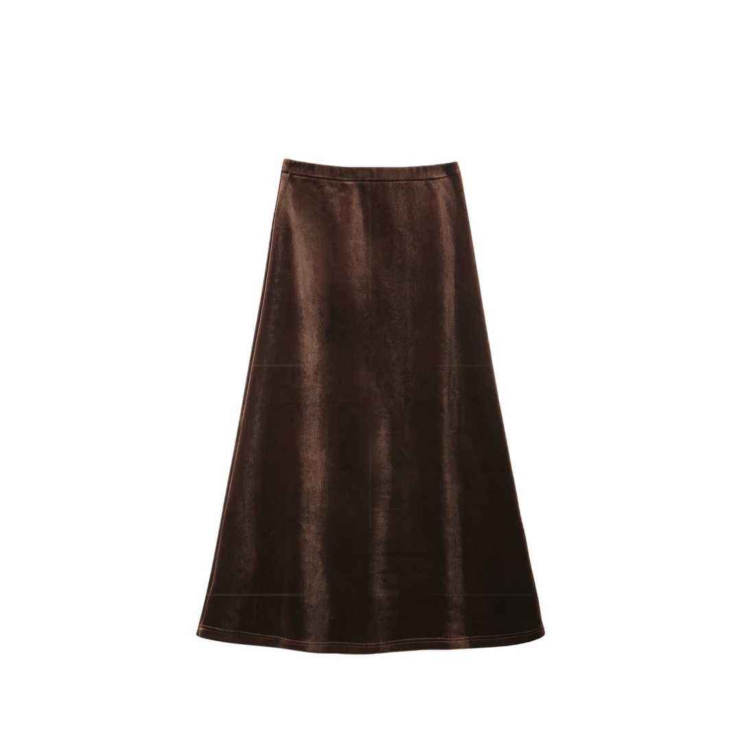 【封后轻奢设计】新款显瘦百搭丝绒半身裙女8863303