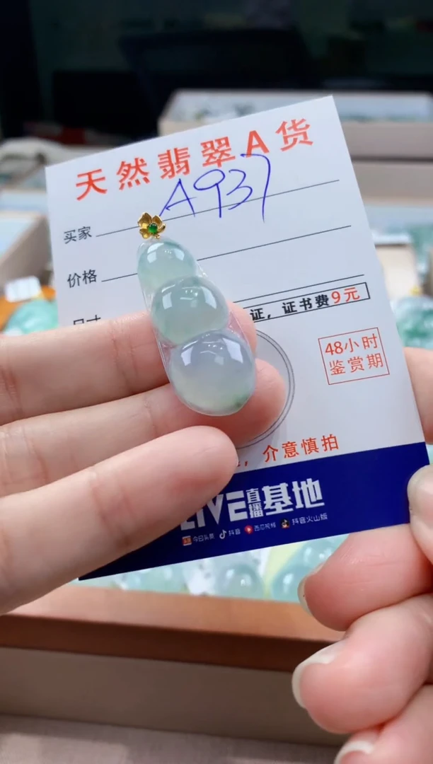 翡翠18K金镶嵌颈饰天然缅甸a货翡翠