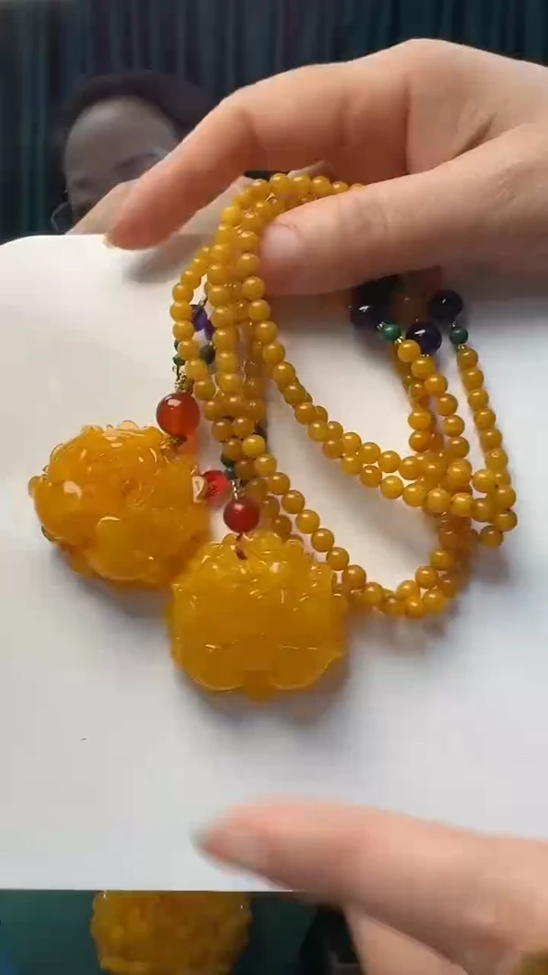 未镶嵌吊坠(赠链)琥珀蜜蜡牡丹花套装（多样性只发其一）