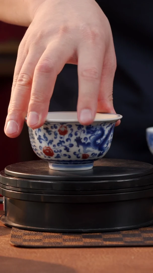 茶具饶*饭青花压手杯-