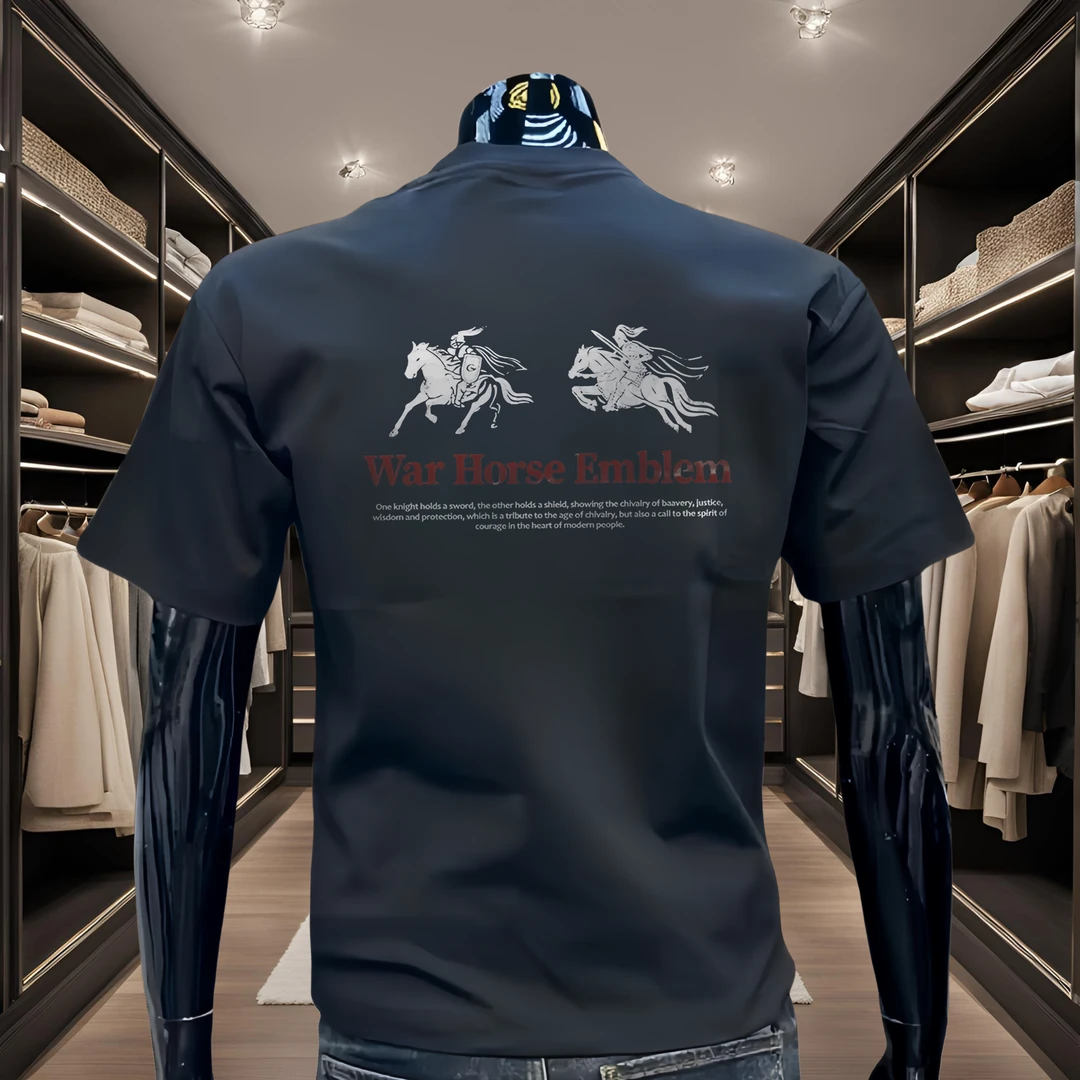 2025新款夏季纯棉短袖t恤男士潮牌印花圆领上衣时尚轻奢休闲半袖