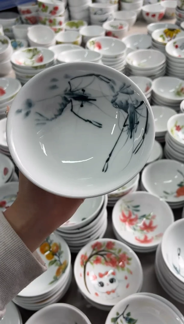 瓷片景德镇高温陶瓷食品级手绘釉中彩-壮壮碗