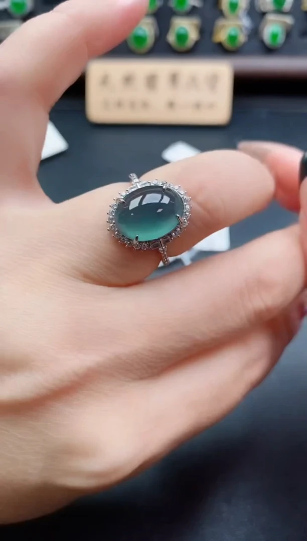 银S925镶嵌戒指翡翠1