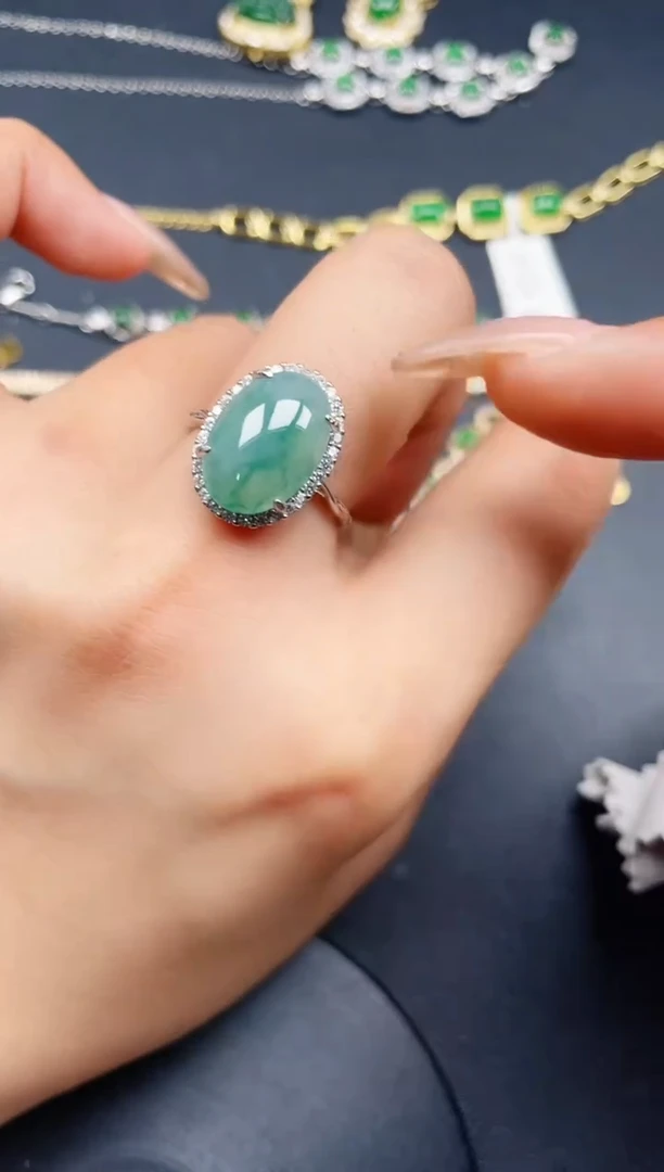 翡翠戒指银S925镶嵌432432