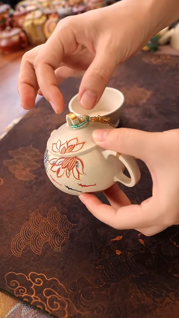 茶壶紫砂白玉段一壶一杯