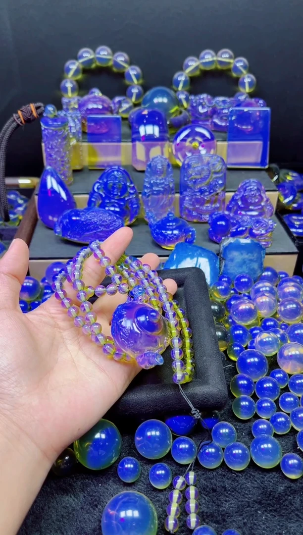 多米尼加净水蓝小把把壶8m珠链