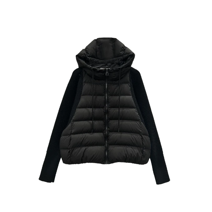 【柳柳Liu】针织泡泡袖休闲时尚短款鹅绒外套-R238Y51103