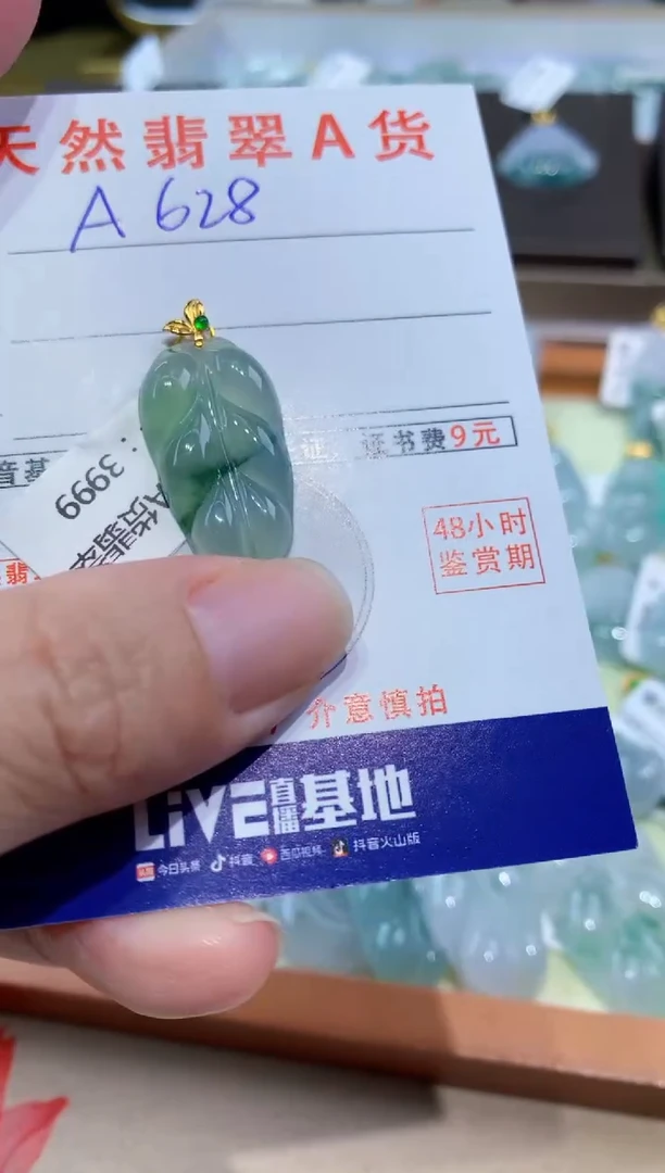 颈饰18K金镶嵌翡翠天然翡翠A货挂件