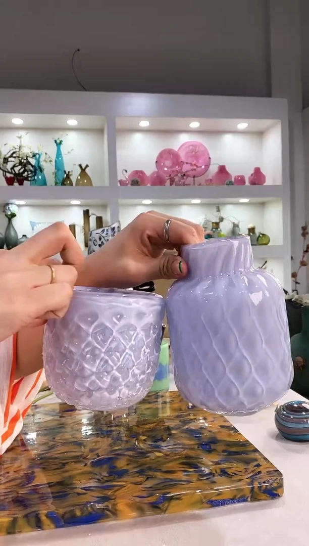 妮*慕忆家手作琉璃花瓶一对不带孔
