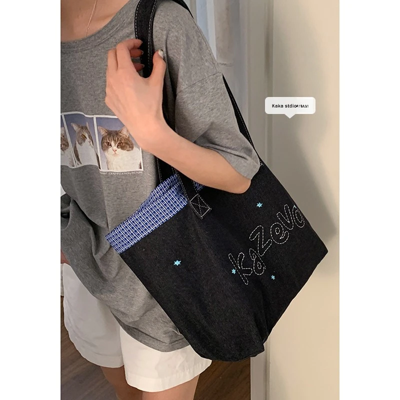 学生党大容量帆布包包女款爆款2025新款时尚单肩包百搭通勤托特包