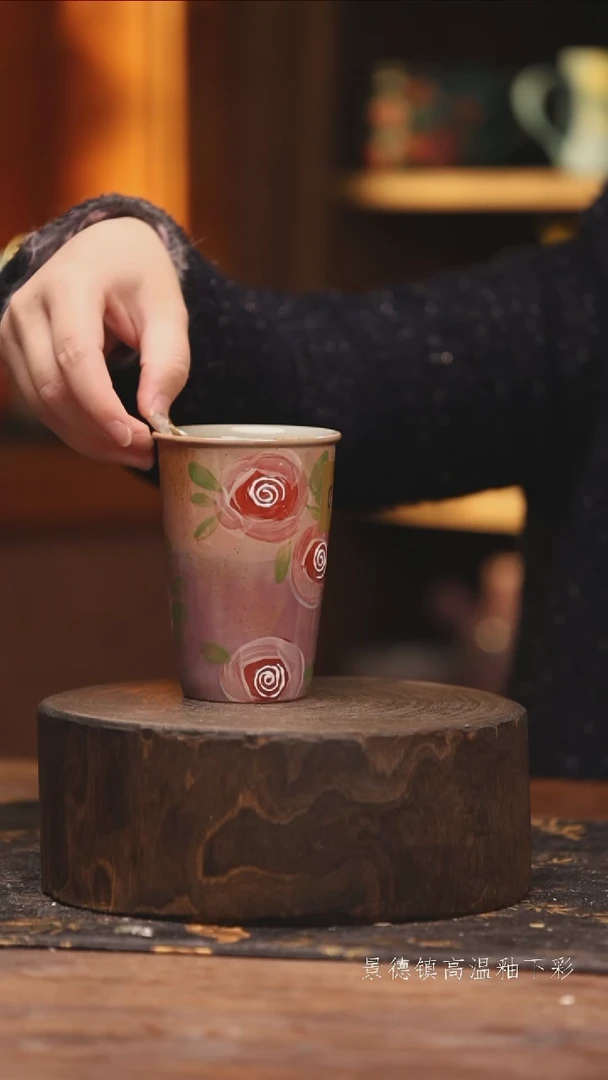 陶瓷景德镇高温釉下手绘陶瓷@L073@