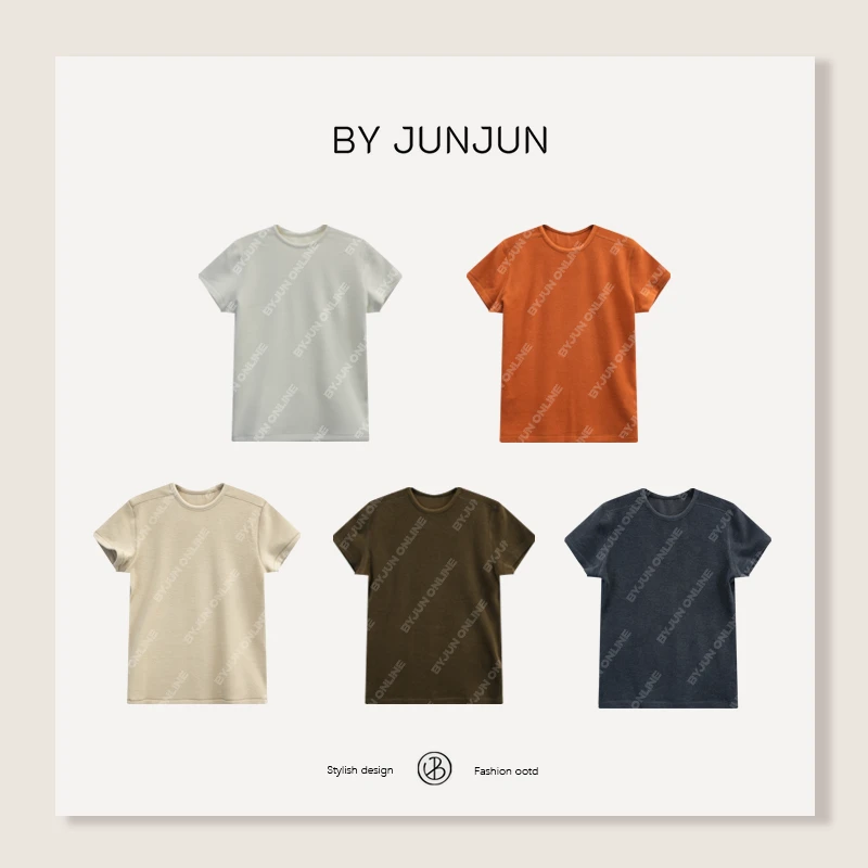 ByJunjun发热短袖双面厚绒随身正肩T恤冬季保暖打底衫