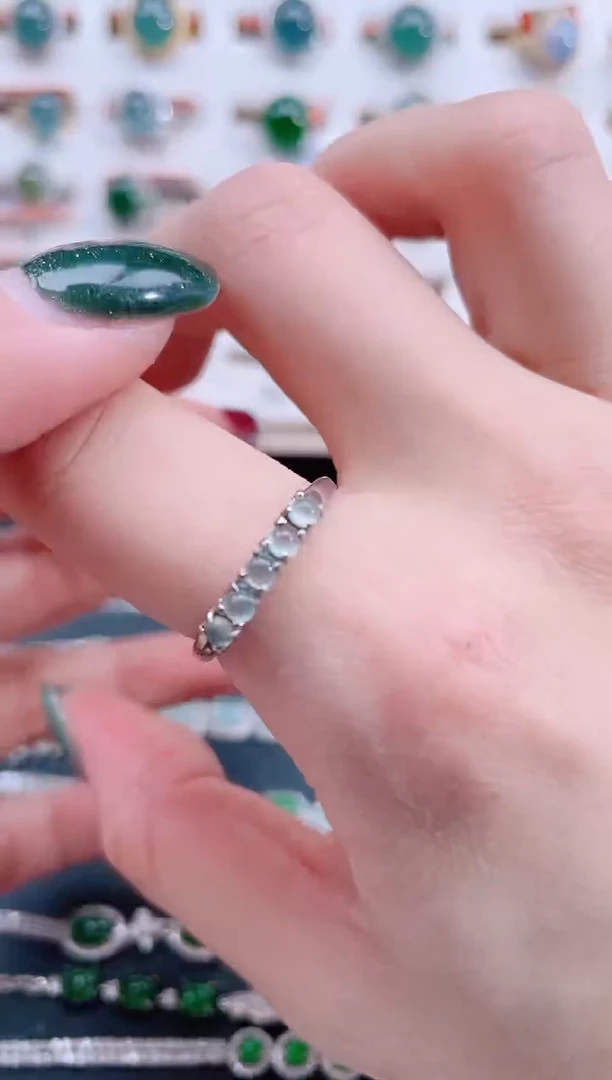 银S925镶嵌戒指翡翠天然翡翠