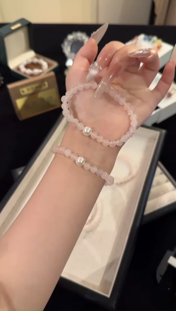 水晶手链合金粉水晶F1085