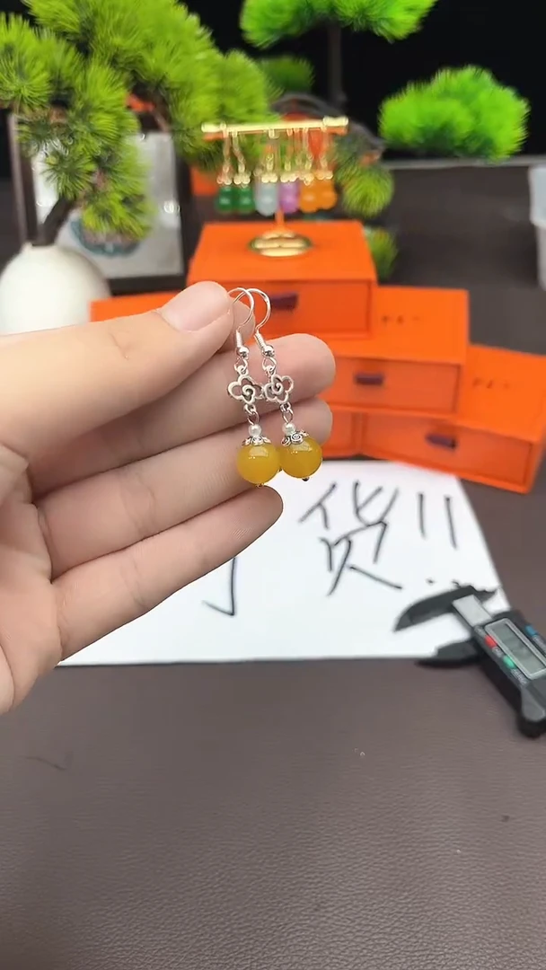 【闪购商品】玛瑙/玉髓耳钉银S925镶嵌702000