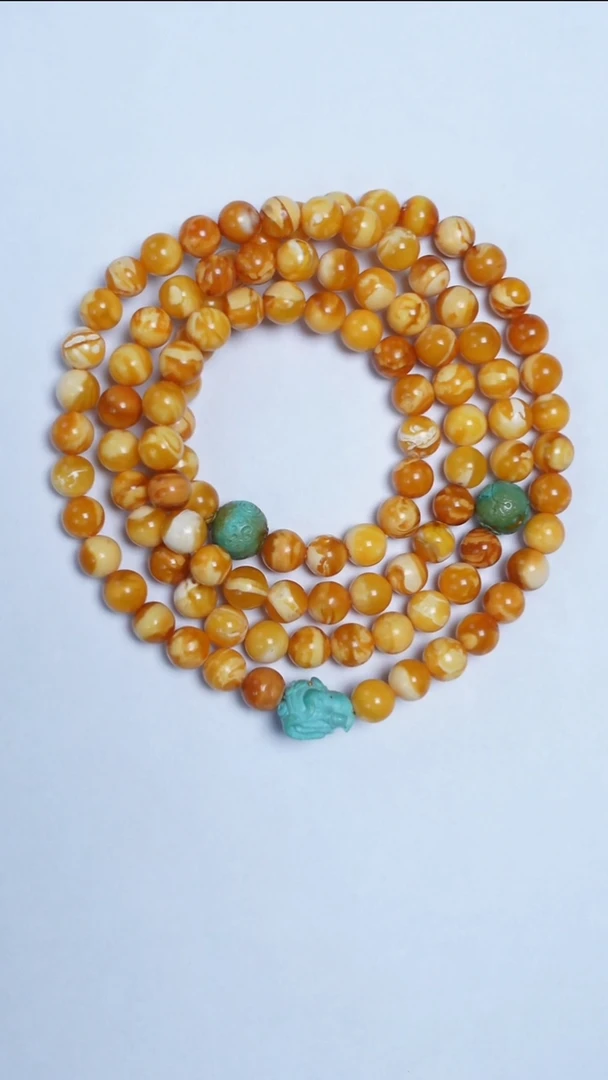 手链蜜蜡未镶嵌花蜡绿松多圈7mm