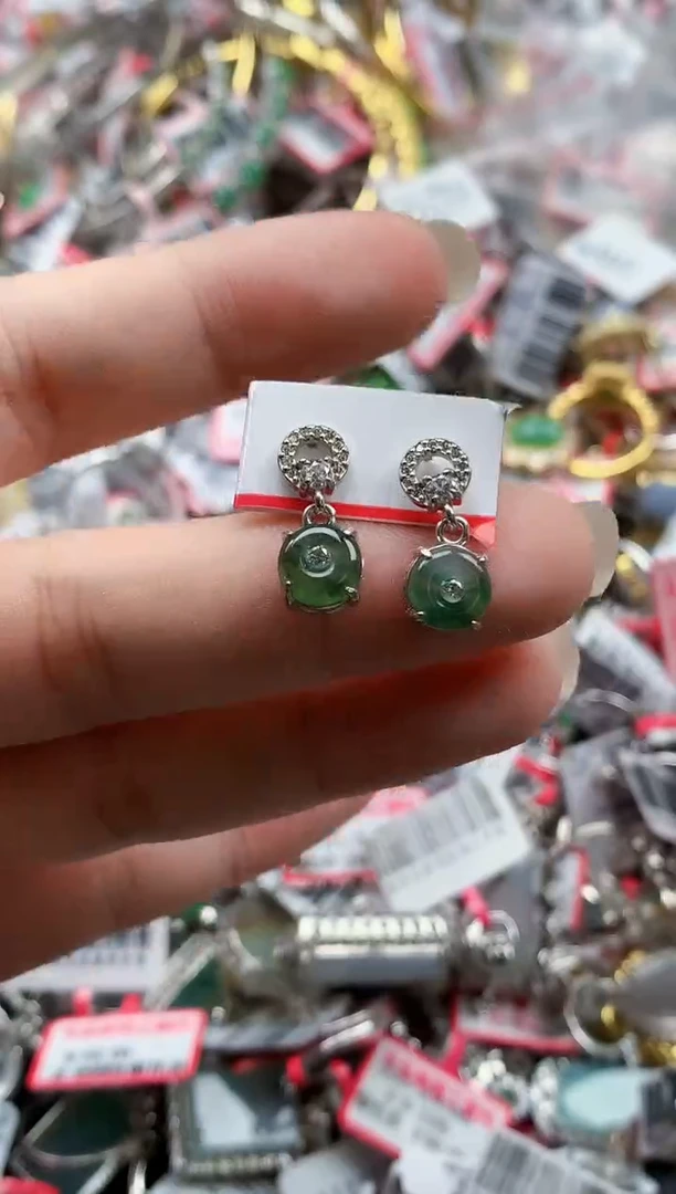 银S925镶嵌戒指翡翠天然A货缅甸翡翠