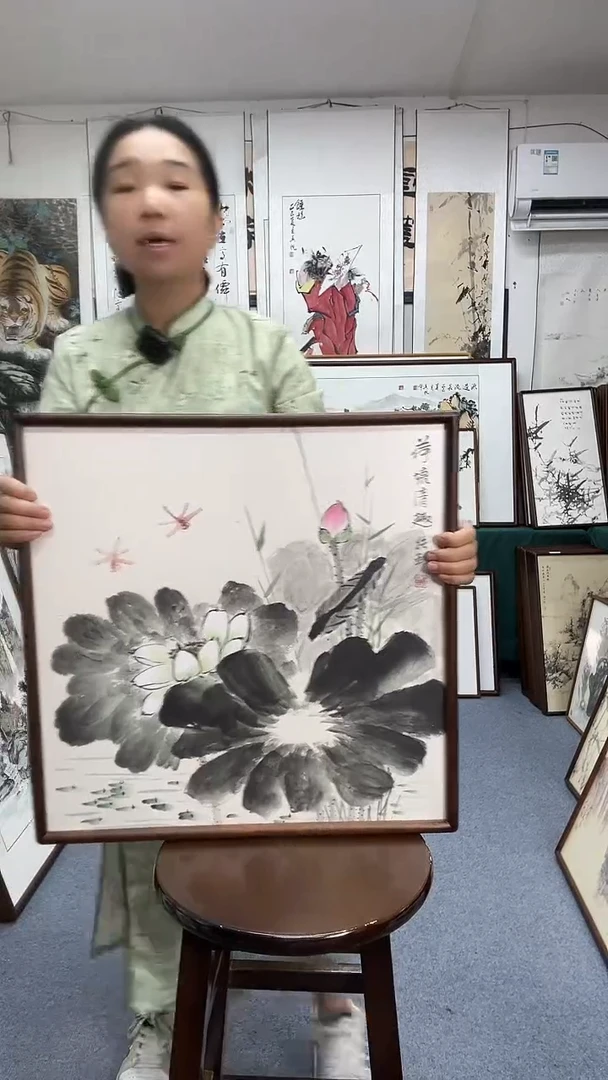 国画52*52实木画框京东包邮手绘