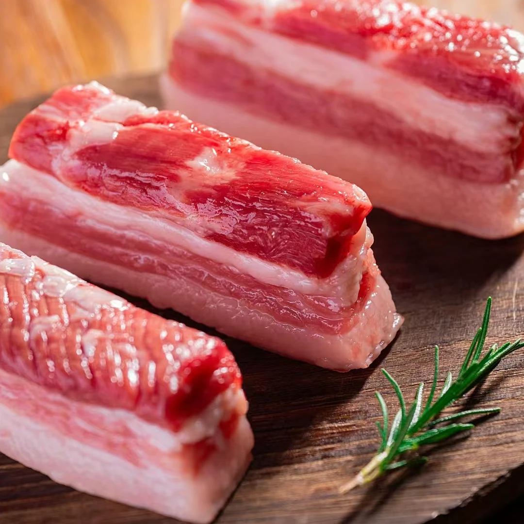 W新鲜带皮五花肉散养土猪肉黑毛土猪肉冷链发货