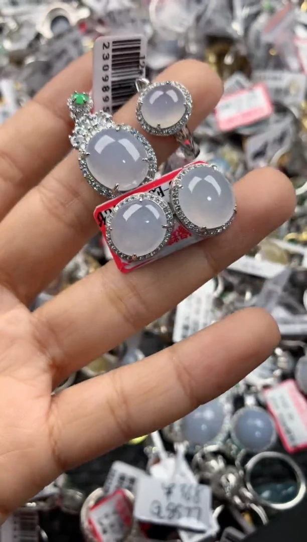 银S925镶嵌戒指翡翠14-14-14        6