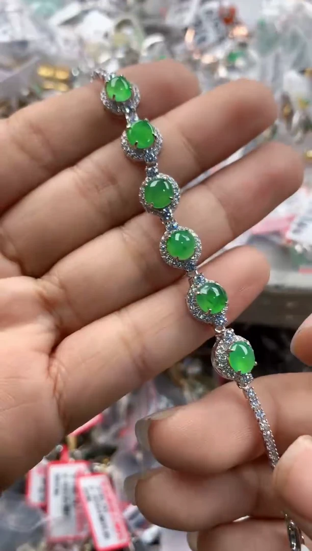 银S925镶嵌戒指翡翠555               4
