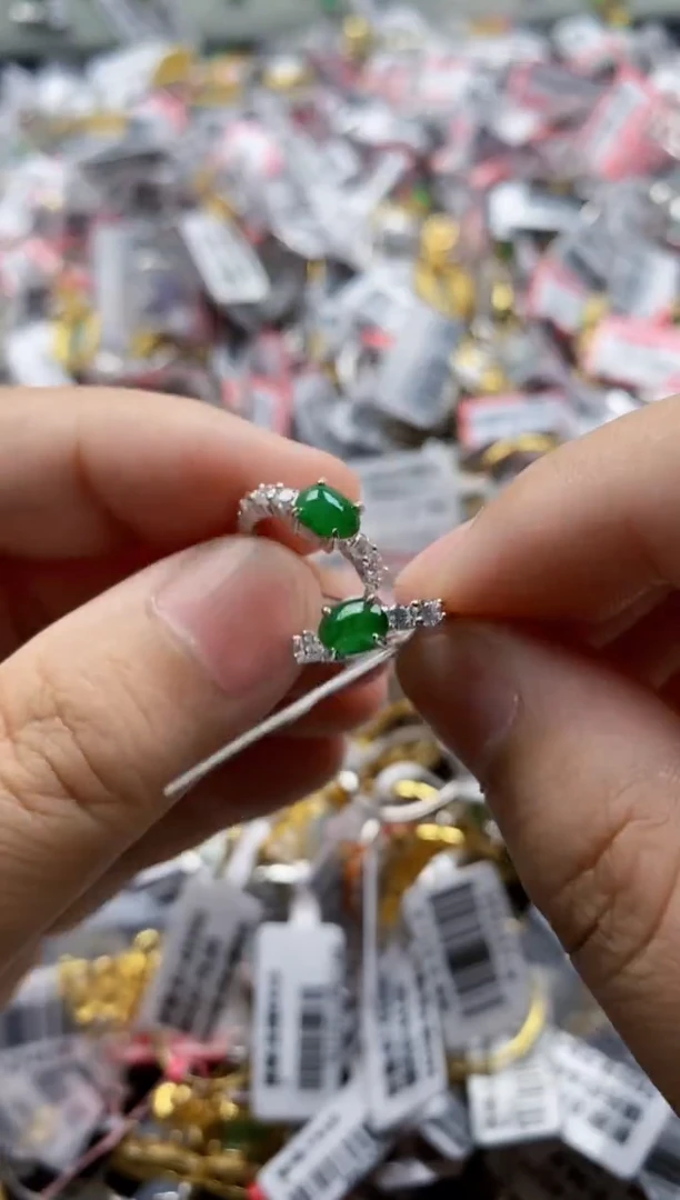 翡翠戒指银S925镶嵌4444---9