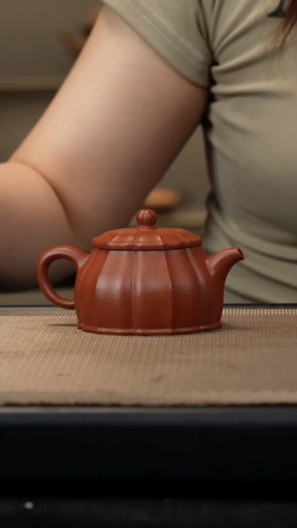 茶壶紫砂生砂朱泥筋纹若溪150cc微瑕