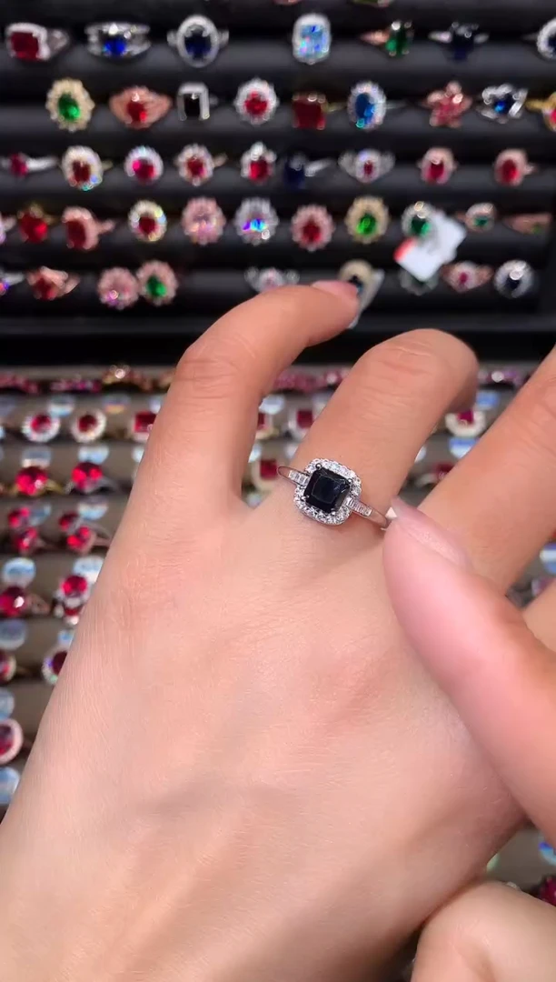 【闪购商品】蓝宝石戒指银S925镶嵌6山蓝