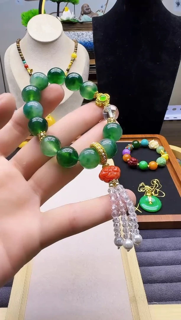 14K金镶嵌手链翡翠S106