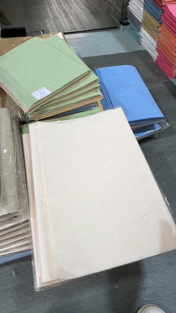 纯手工四尺四开米白色珍金雁楮清水25张半生熟