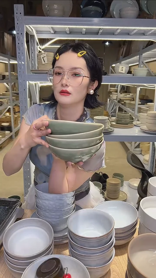 瓷155外贸尾货高温釉下彩陶瓷餐具默认微瑕