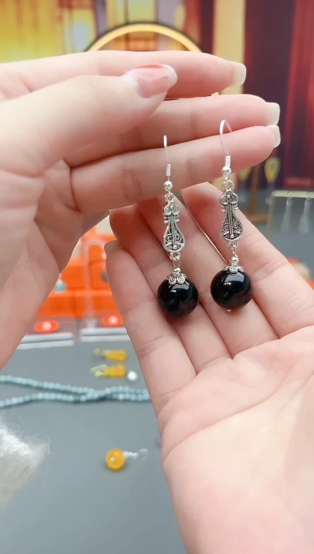 未镶嵌黑曜岩耳饰314