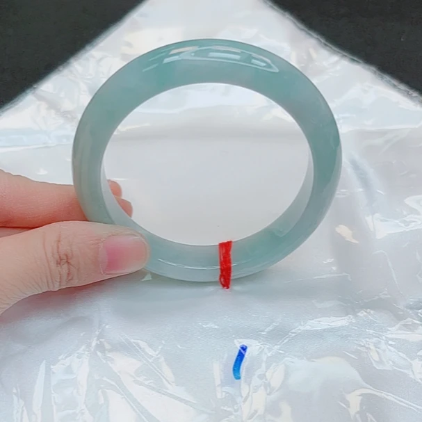 【圈口57~59】缅甸A货翡翠手镯天然玉镯女款天空蓝手镯880-1