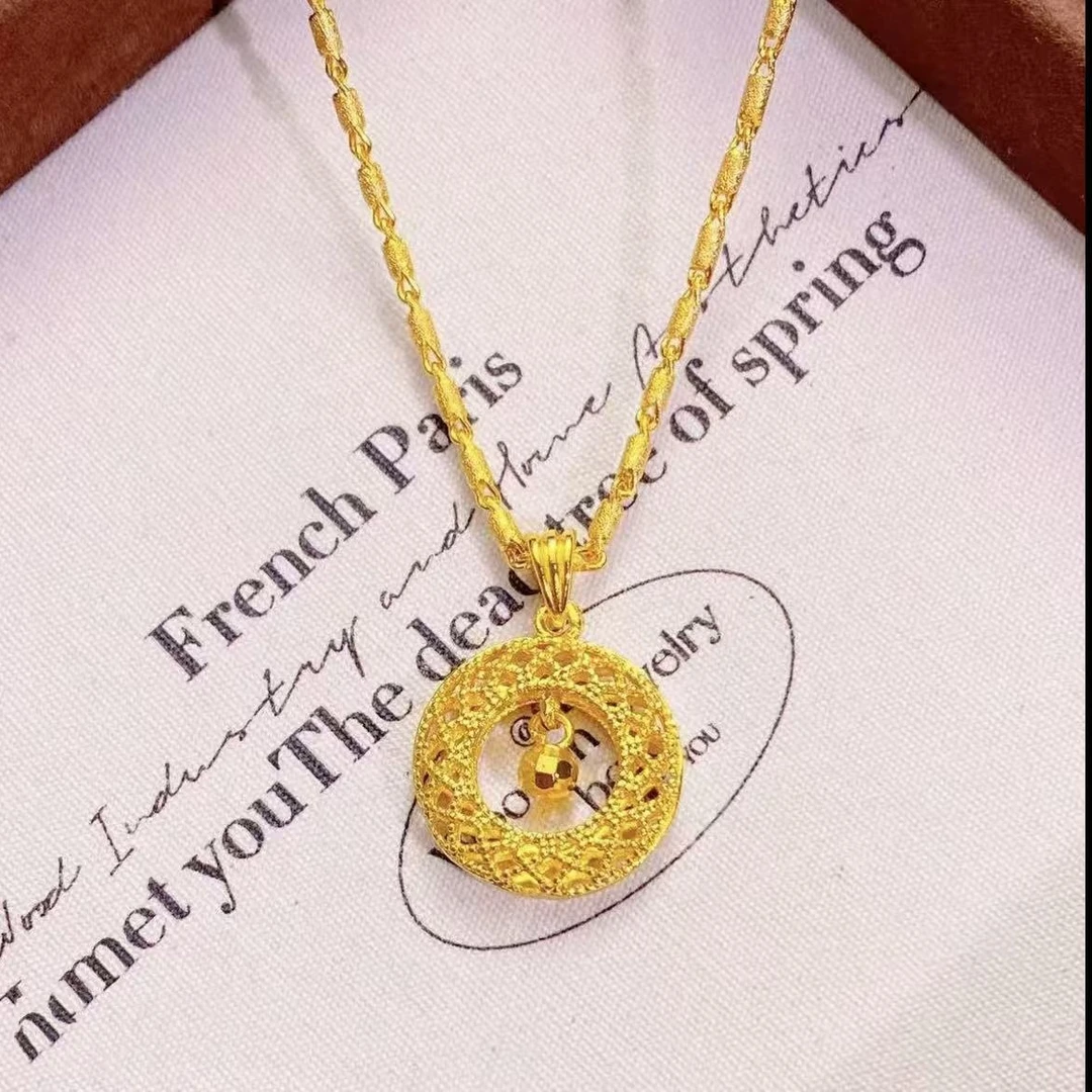 铜合金吊坠 灵动转运珠平安扣项链小众镂空设计轻奢吊坠锁骨链