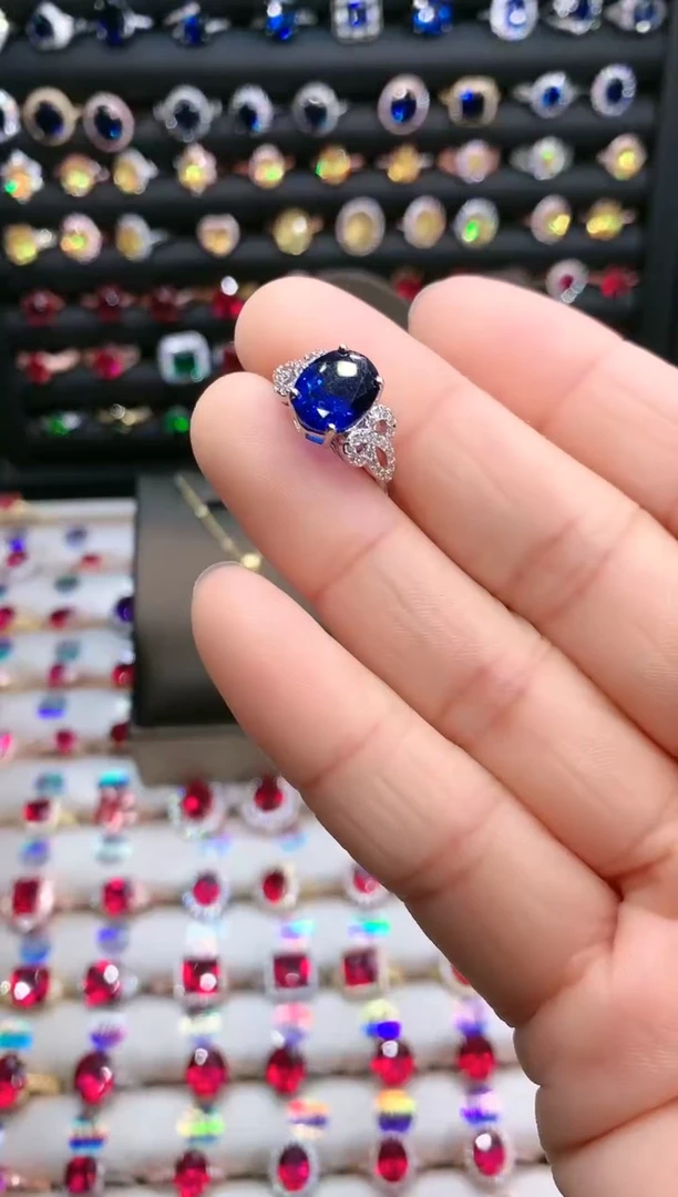 【闪购商品】蓝宝石戒指银S925镶嵌银色
