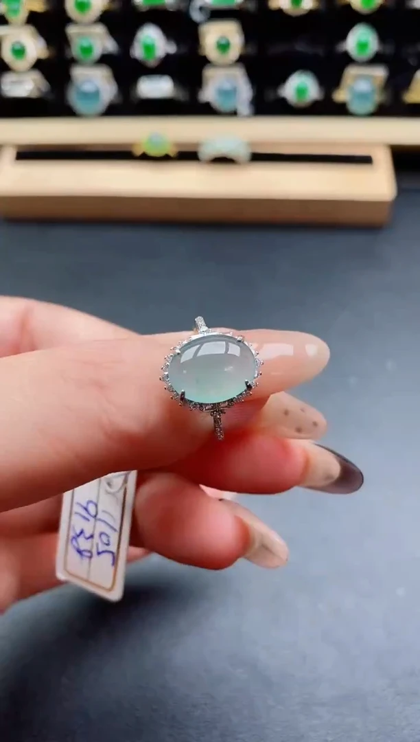 银S925镶嵌戒指翡翠1