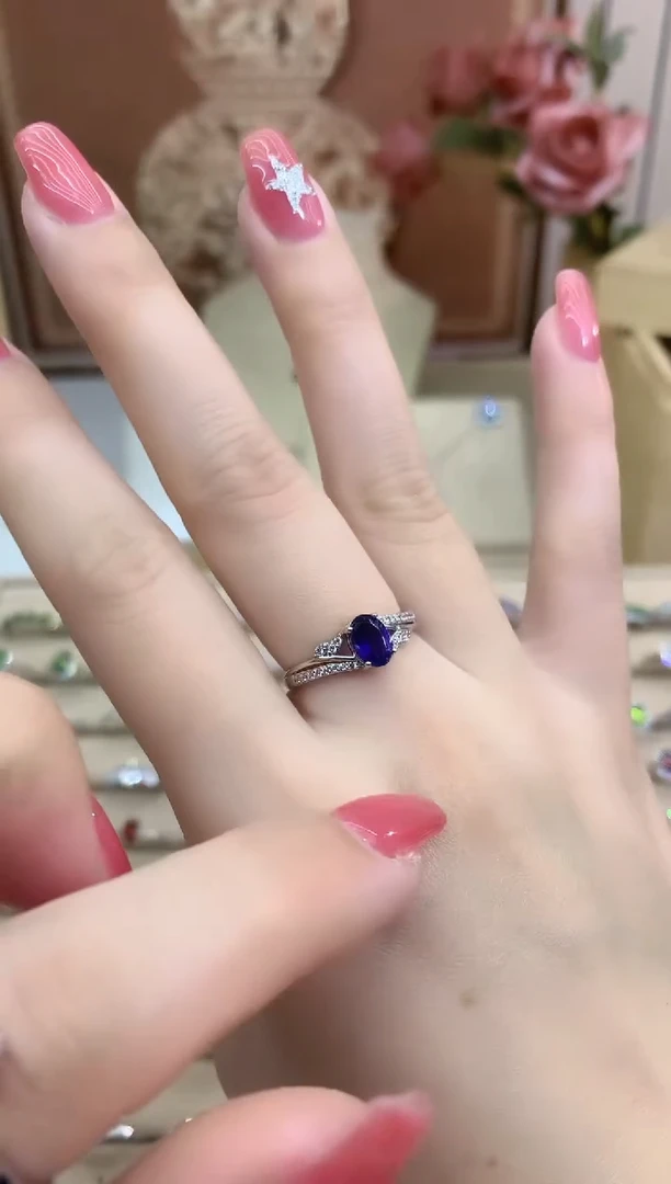 银S925镶嵌堇青石戒指盼秋堇青石戒指