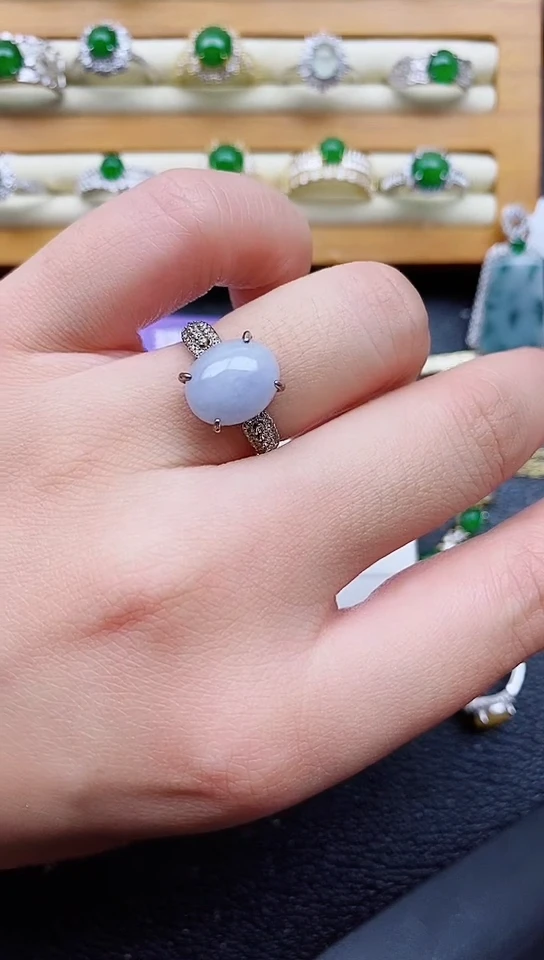 银S925镶嵌戒指翡翠1