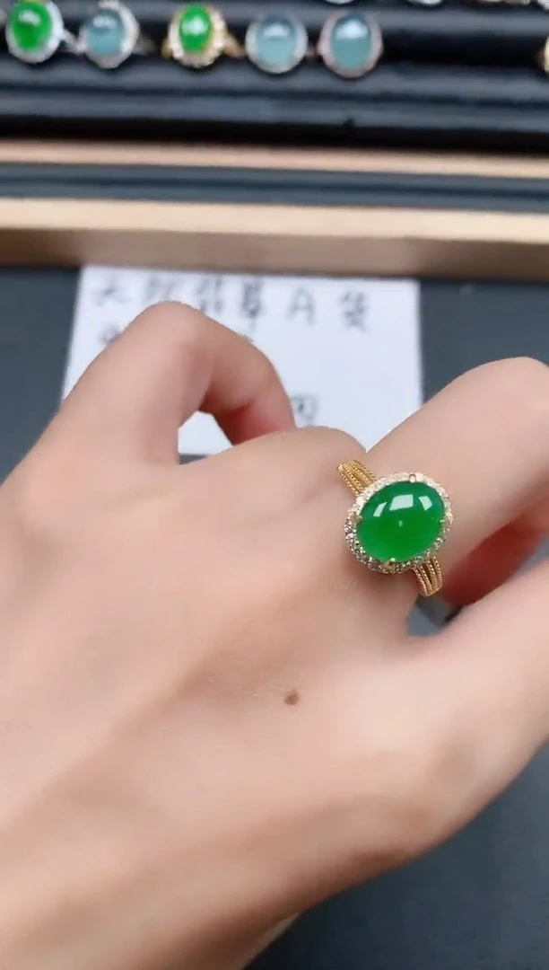 翡翠戒指银S925镶嵌111