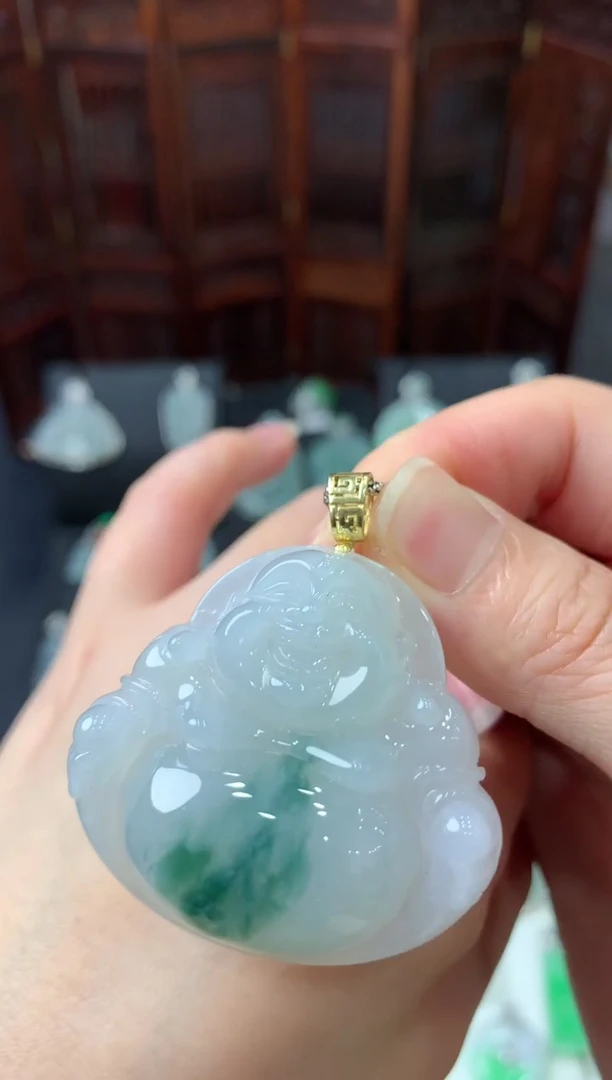 【闪购商品】翡翠吊坠(不含链)18K金镶嵌挂件