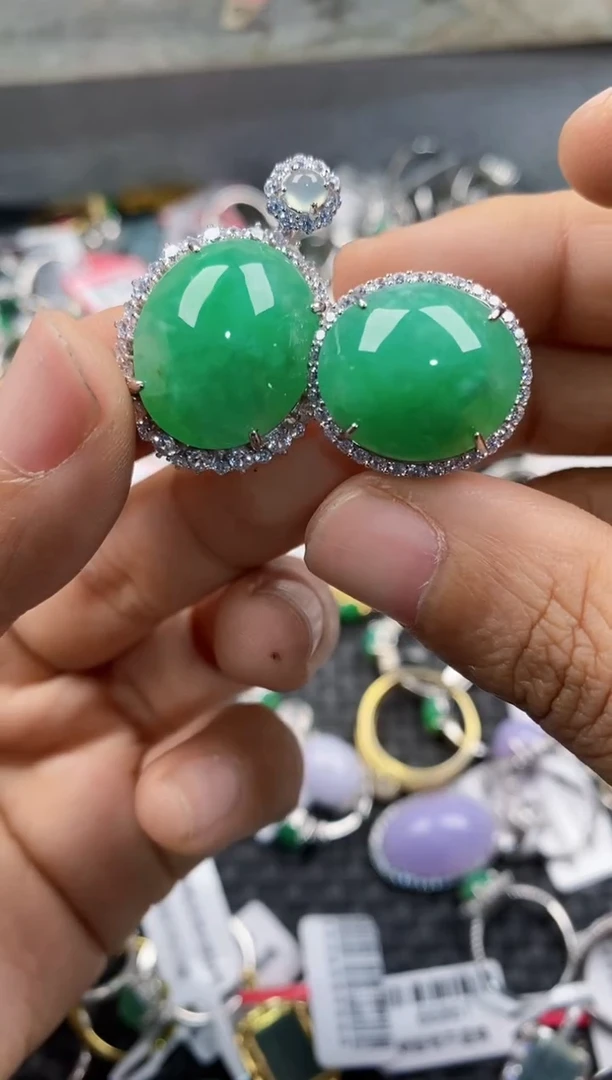 银S925镶嵌戒指翡翠333      8