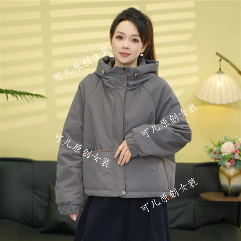 2025连帽加厚款棉服外套冬季新款时尚百搭休闲棉衣