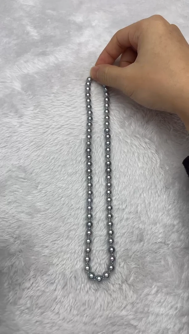 项链银S925镶嵌海水珍珠AK真多麻6.5-7mm