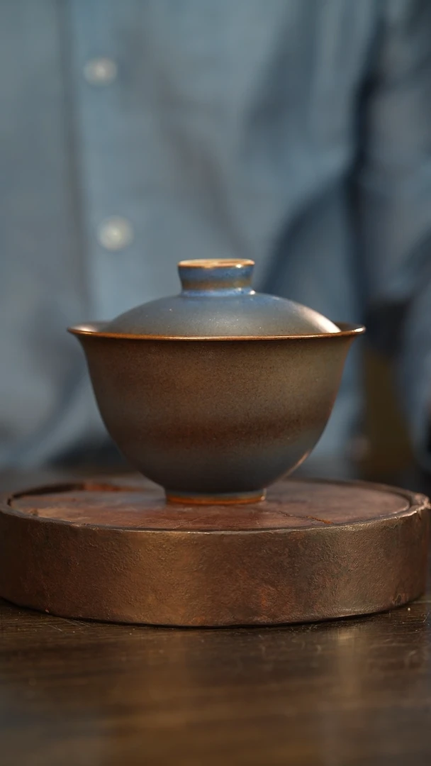 杯23柴房陶瓷柴烧盖碗