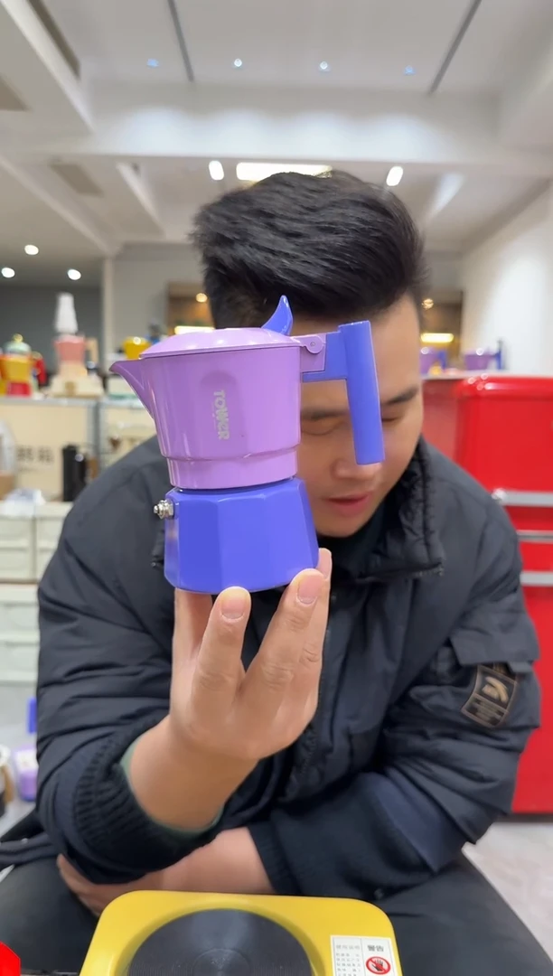 单壶【英国TOWER】钛内胆6代双阀2杯摩卡咖啡壶【紫兰】